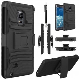 Samsung Galaxy Note Edge Case, Dual Layers [Combo Holster] Case And Built-In Kickstand Bundled with [Premium Screen Protector] Hybird Shockproof And Circlemalls Stylus Pen (Black)